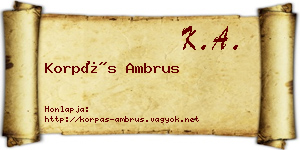 Korpás Ambrus névjegykártya