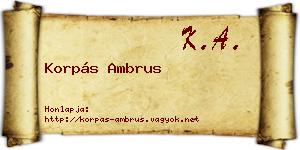 Korpás Ambrus névjegykártya